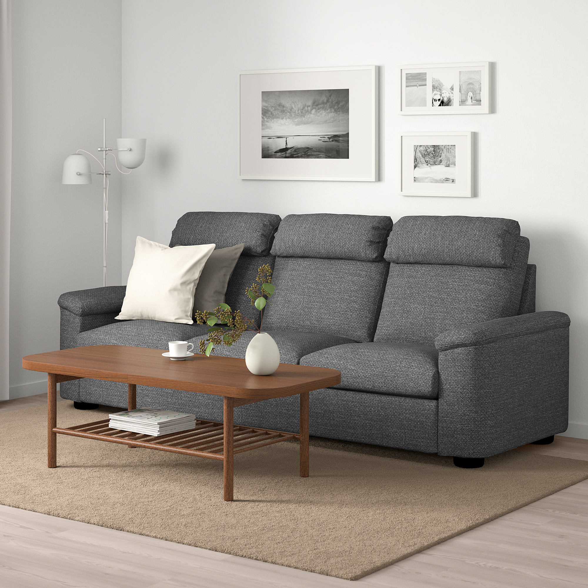 LIDHULT sofa 3 dudukan, Lejde abuabu/hitam IKEA Indonesia