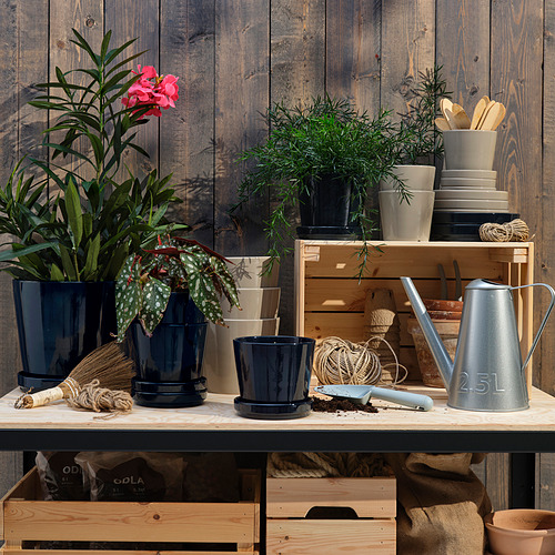 KLOTLÖNN plant pot with saucer