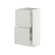 METOD/MAXIMERA - Base cabinet with 2 drawers, white/Aspudden light grey, 40x37x80 cm