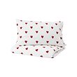 BARNDRÖM - Duvet cover and pillowcase, heart pattern/white red, 150x200/50x80 cm