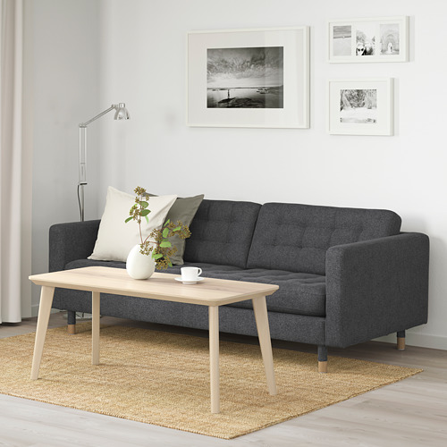 LANDSKRONA Sofa 3 Dudukan, Gunnared Abu-abu Tua/kayu | IKEA Indonesia