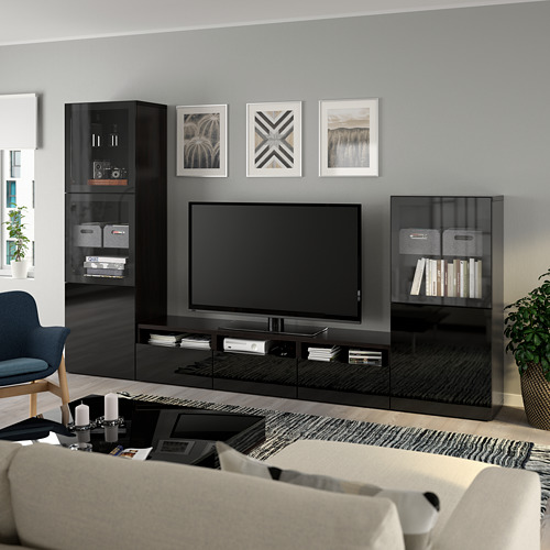 BESTÅ TV storage combination/glass doors