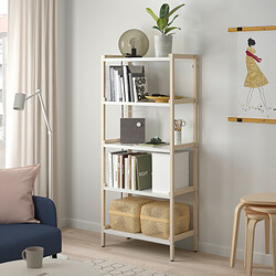 EKENABBEN - Unit rak terbuka, aspen/putih, 70x34x154 cm