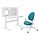 GUNRIK/BERGLÄRKA - children's desk+chair w armrests, white/turquoise, 100x70 cm | IKEA Indonesia - PE876799_S1