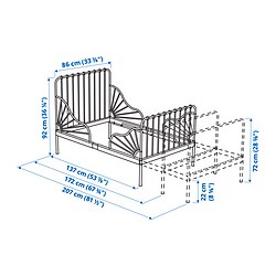 MINNEN - Extendable bed, white, 80x200 cm