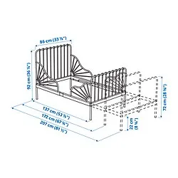 MINNEN - Tempat tidur yg dpt dipanjangkan, putih, 80x200 cm