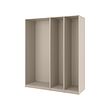 PAX - 3 rangka lemari pakaian, abu-abu krem, 200x58x236 cm