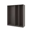 PAX - 3 rangka lemari pakaian, abu-abu tua, 200x58x236 cm
