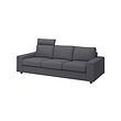 VIMLE - 3-seat sofa, with headrest with wide armrests/Gunnared medium grey
