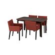 MÅRENÄS/STRANDTORP - Meja dan 4 kursi, cokelat/Gunnared merah-coklat hitam, 150/205/260 cm