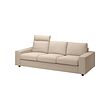 VIMLE - 3-seat sofa, with headrest with wide armrests/Hallarp beige