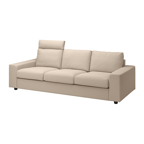VIMLE cover for 3-seat sofa, with headrest with wide armrests