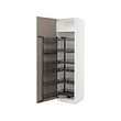 METOD - High cabinet with pull-out larder, white/Upplöv matt dark beige, 60x60x220 cm