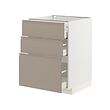 METOD/MAXIMERA - Base cabinet with 3 drawers, white/Upplöv matt dark beige, 60x60x80 cm