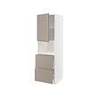 METOD/MAXIMERA - Hi cab f micro w door/2 drawers, white/Upplöv matt dark beige, 60x60x200 cm