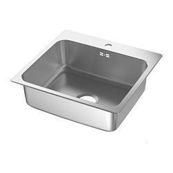 LÅNGUDDEN - Inset sink, 1 bowl, stainless steel, 56x53 cm