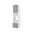 METOD/MAXIMERA - Hi cab f ov/combi ov w dr/2 drwrs, white/Upplöv matt dark beige, 60x60x240 cm