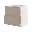 METOD/MAXIMERA - Base cb 2 fronts/2 high drawers, white/Upplöv matt dark beige, 80x60x80 cm