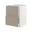 METOD/MAXIMERA - Base cb 2 fronts/2 high drawers, white/Upplöv matt dark beige, 60x60x80 cm