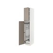 METOD - High cabinet with cleaning interior, white/Upplöv matt dark beige, 40x60x220 cm