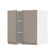 METOD - Wall cabinet with shelves/2 doors, white/Upplöv matt dark beige, 60x37x60 cm