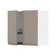 METOD - Wall cabinet w dish drainer/2 doors, white/Upplöv matt dark beige, 60x37x60 cm