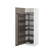 METOD - High cabinet with pull-out larder, white/Upplöv matt dark beige, 60x60x200 cm