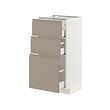 METOD/MAXIMERA - Base cabinet with 3 drawers, white/Upplöv matt dark beige, 40x37x80 cm