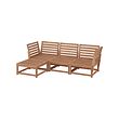NÄMMARÖ - 3-seat modular sofa, outdoor, with footstool light brown stained