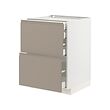 METOD/MAXIMERA - Base cb 2 frnts/2 low/1 md/1 hi drw, white/Upplöv matt dark beige, 60x60x80 cm