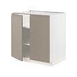 METOD - Kabinet dasar dg rak/2 pintu, putih/Upplöv matt krem gelap, 80x60x80 cm