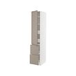 METOD/MAXIMERA - Hi cab w shlvs/4 drawers/dr/2 frnts, white/Upplöv matt dark beige, 40x60x220 cm