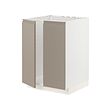 METOD - Base cabinet for sink + 2 doors, white/Upplöv matt dark beige, 60x60x80 cm
