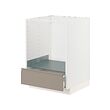 METOD/MAXIMERA - Base cabinet for oven with drawer, white/Upplöv matt dark beige, 60x60x80 cm