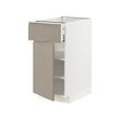 METOD/MAXIMERA - Base cabinet with drawer/door, white/Upplöv matt dark beige, 40x60x80 cm