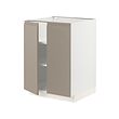 METOD - Kabinet dasar dg rak/2 pintu, putih/Upplöv matt krem gelap, 60x60x80 cm