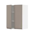 METOD - Wall cabinet with shelves/2 doors, white/Upplöv matt dark beige, 60x37x80 cm