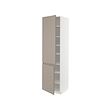 METOD - High cabinet with shelves/2 doors, white/Upplöv matt dark beige, 60x60x220 cm