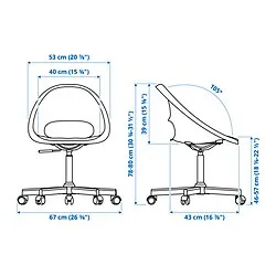 MALSKÄR/LOBERGET - Kursi putar + bantalan, putih hitam/abu-abu tua