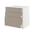 METOD/MAXIMERA - Kbnt dsr u kmpr/3 bgn dpn/3 laci, putih/Upplöv matt krem gelap, 80x60x80 cm