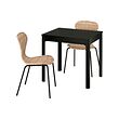 EKEDALEN/ÄLVSTA - Table and 2 chairs, dark brown/rattan black, 80/120 cm