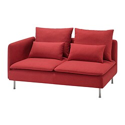 SÖDERHAMN - Compact 3-seat sofa with open end, Tonerud red