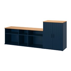 SKRUVBY - TV storage combination, black-blue, 226x38x90 cm