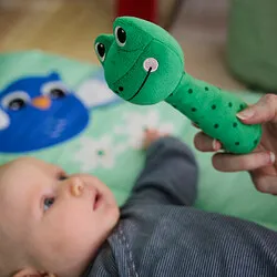 SANDBI - Mainan kerincingan bayi, katak/hijau