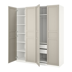 PAX/FLISBERGET - Lemari pakaian, putih/krem muda, 200x60x236 cm
