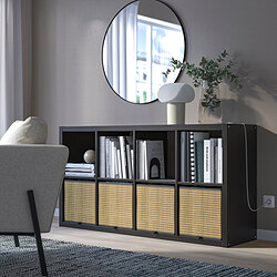 KALLAX - Unit rak, hitam-cokelat, 77x147 cm