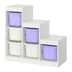 TROFAST - Kombinasi penyimpanan dgn kotak, putih putih/ungu, 99x44x95 cm