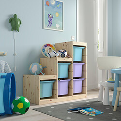 TROFAST - Storage combination with boxes, light white stained pine lilac/light blue, 94x44x91 cm