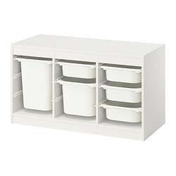 TROFAST - Storage combination with boxes, white/white, 99x44x56 cm