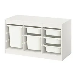 TROFAST - Kombinasi penyimpanan dgn kotak, putih/putih, 99x44x56 cm